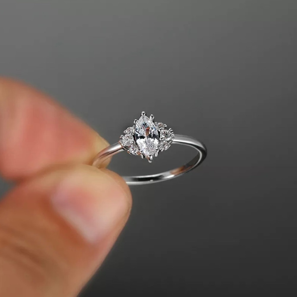 Minimalist Promise Ring  Marquise Cut